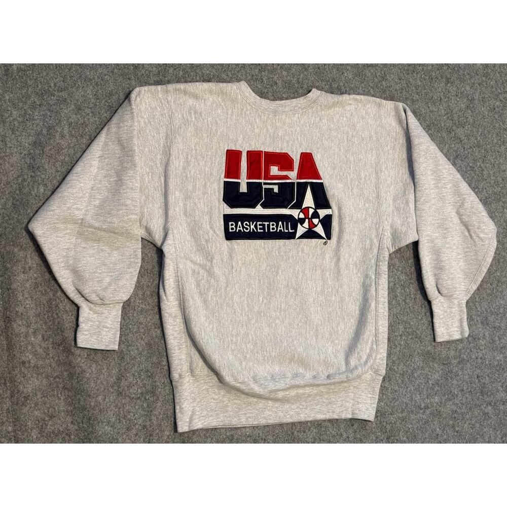 Vintage 90s USA Basketball Champion Reverse Weave Sweatshirt Grey L